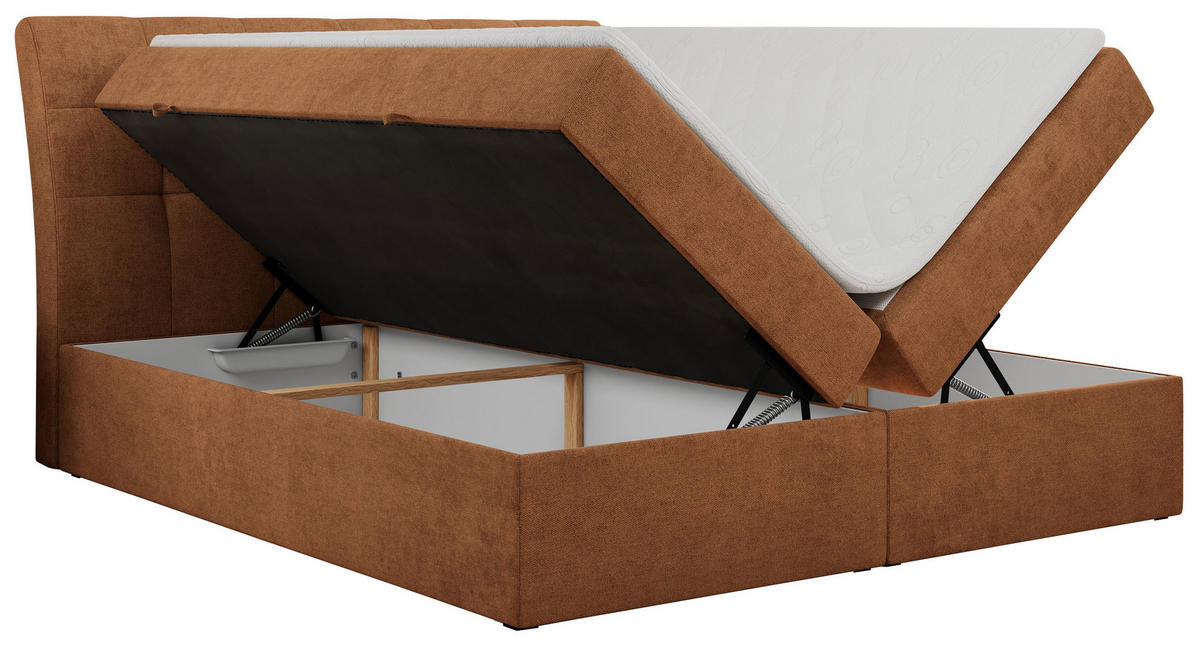 BOXBETT DIEGOS 160/200 Orange Struktur - H3 - Orange, Holz/Textil (160/200cm) - MKS