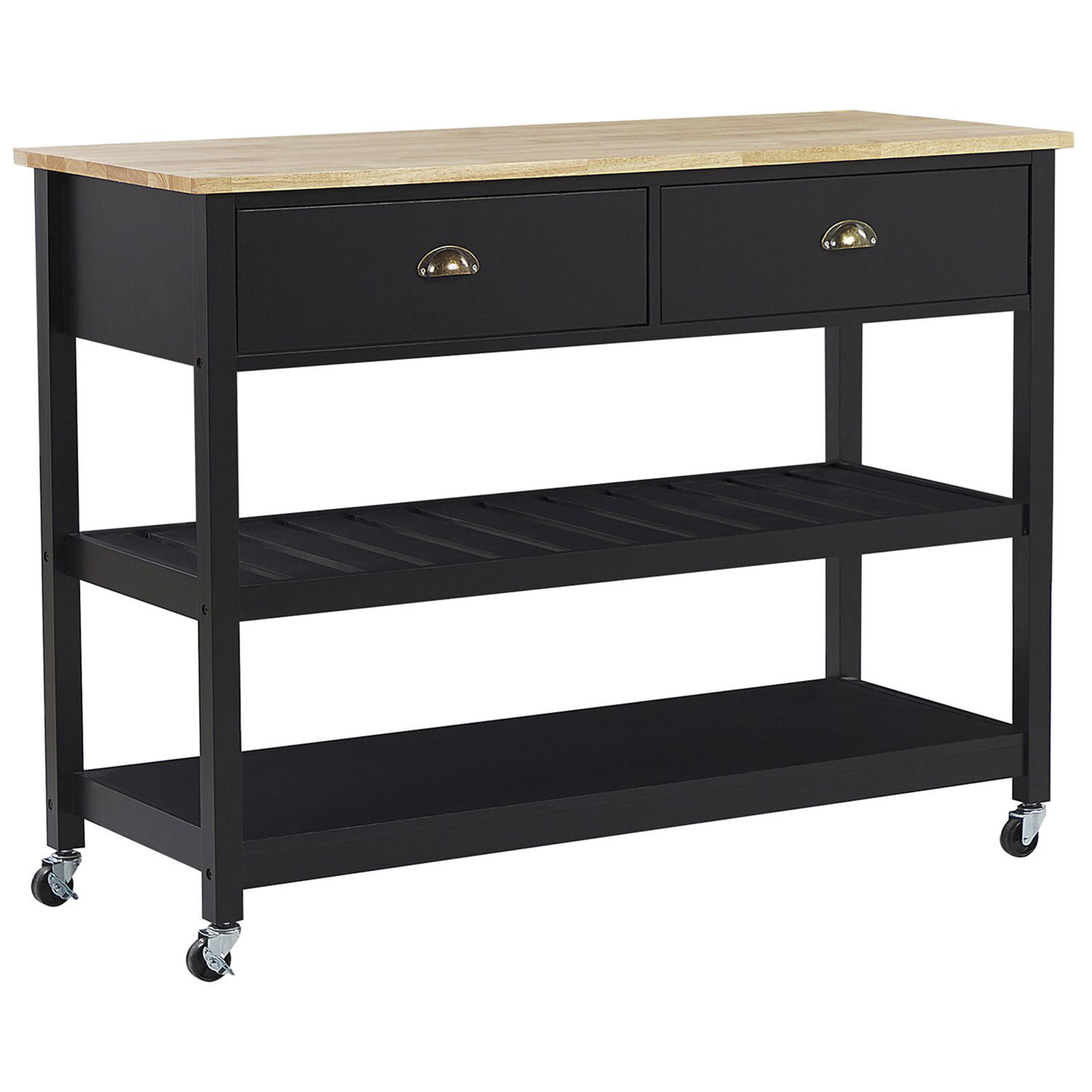 Beliani Servierwagen Schwarz, Braun 120x91x48 cm