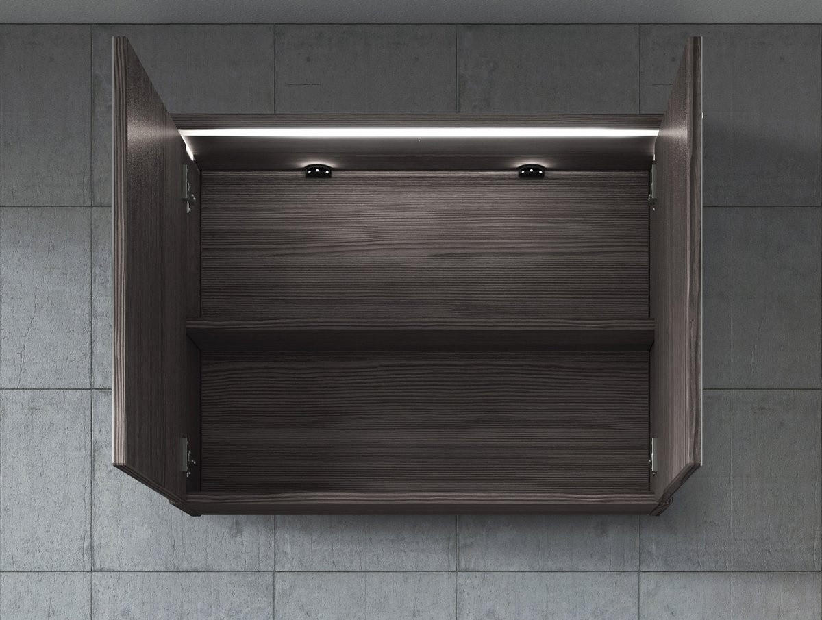 SPIEGELSCHRANK Paso Grau Eiche - 80 x 20 x 60 cm - Eichefarben/Grau, Holz (80/60/20cm) - Badplaats