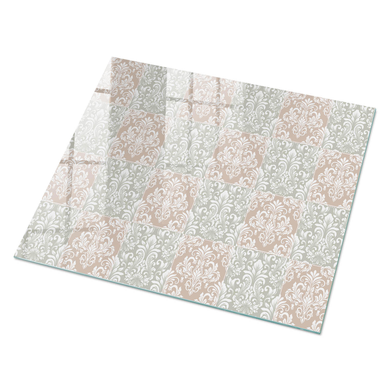 GLASPLATTE 80x60 cm – Klassischer Schmuck - Creme, Glas (0.4/80/60cm) - ArtPrintCave