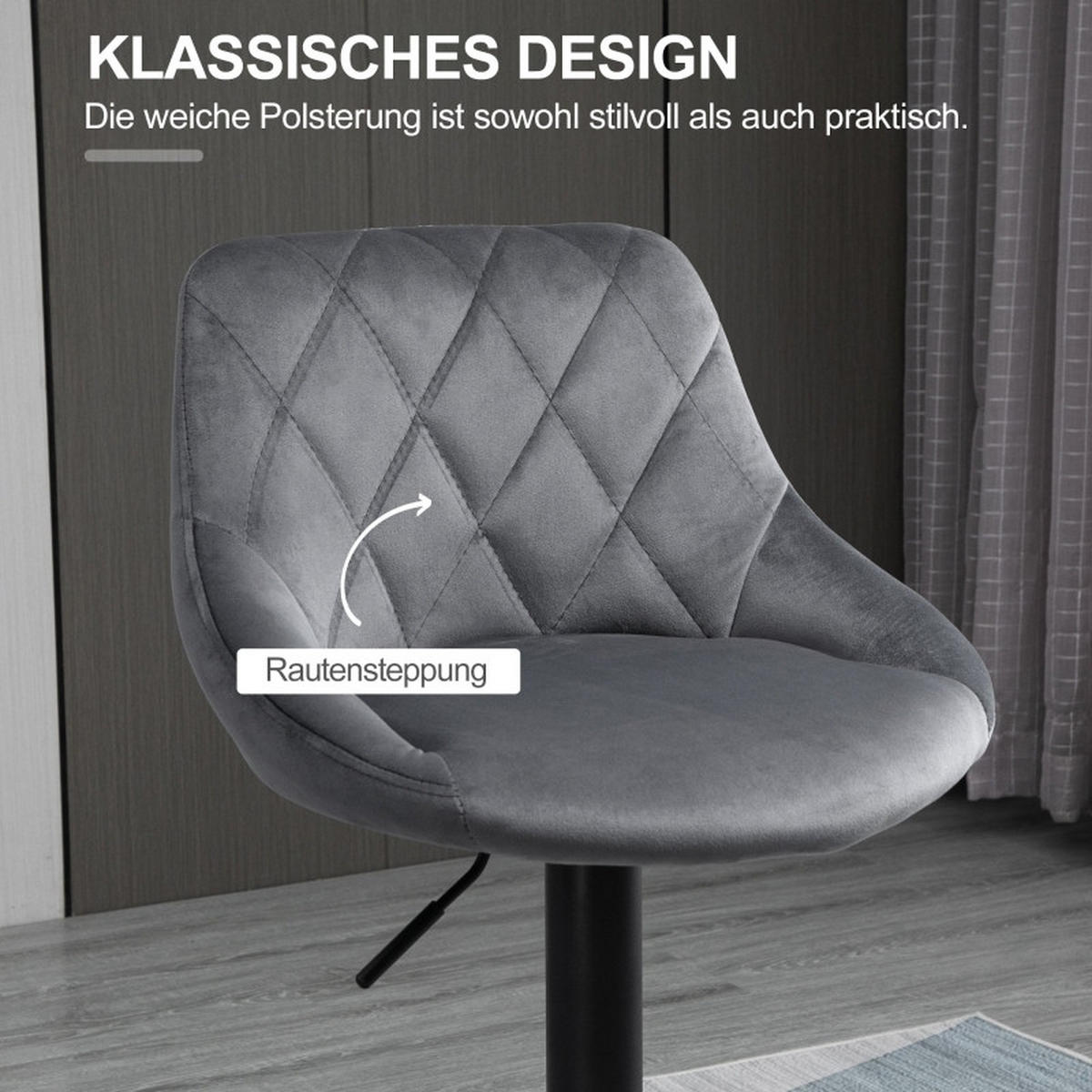 BARHOCKER DE-36058 2er Set höhenverstellbar drehbar Dunkelgrau - Dunkelgrau, Metall (46/104/48cm) - ComfortXL