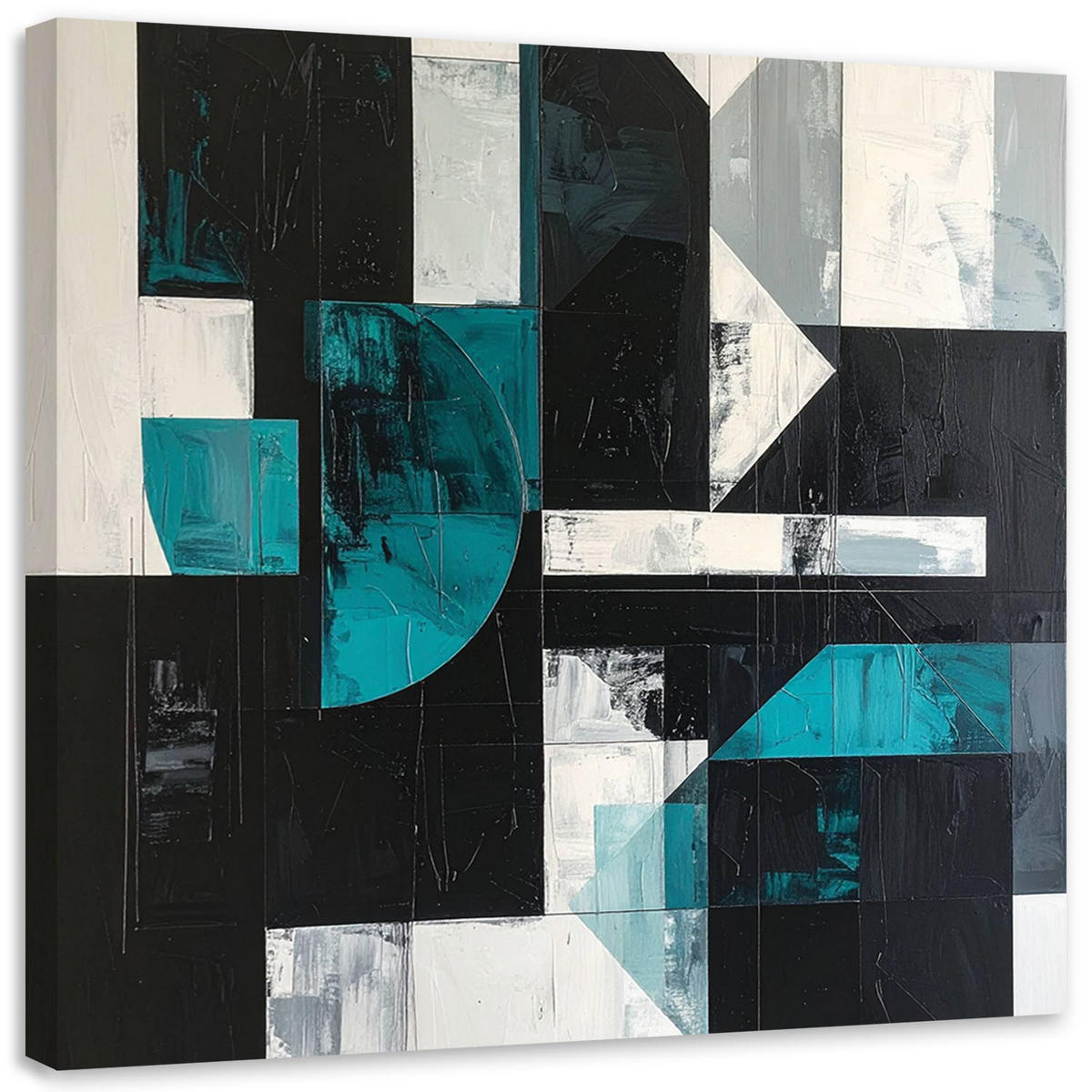 LEINWANDBILD 3D und geometrisch 40x40cm - Türkis, Textil (40/40cm) - Feeby