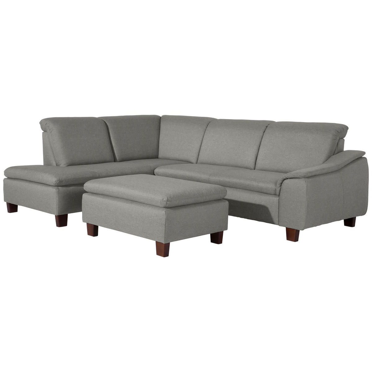 ECKSOFA mit Ottomane links Kaylil Flachgewebe hellgrau - Hellgrau, Kunststoff (187/247cm) - 58aufmkessel