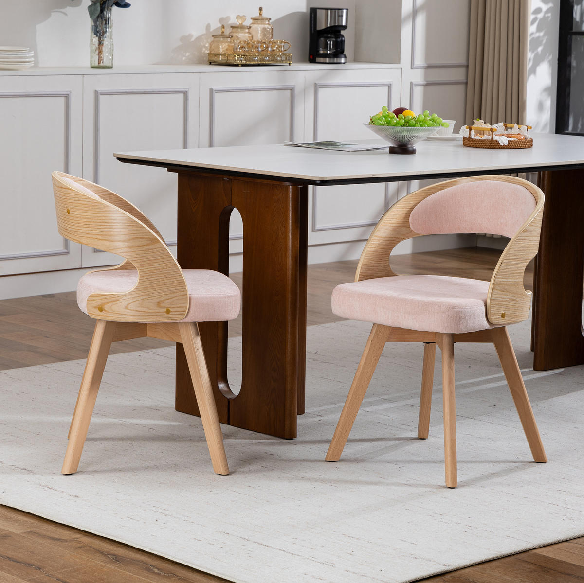 ESSZIMMERSTUHL drehbar ca. 44 x 41 x 75 cm Leinen Pink - Pink, Holz (44/72/41cm) - Meubliv