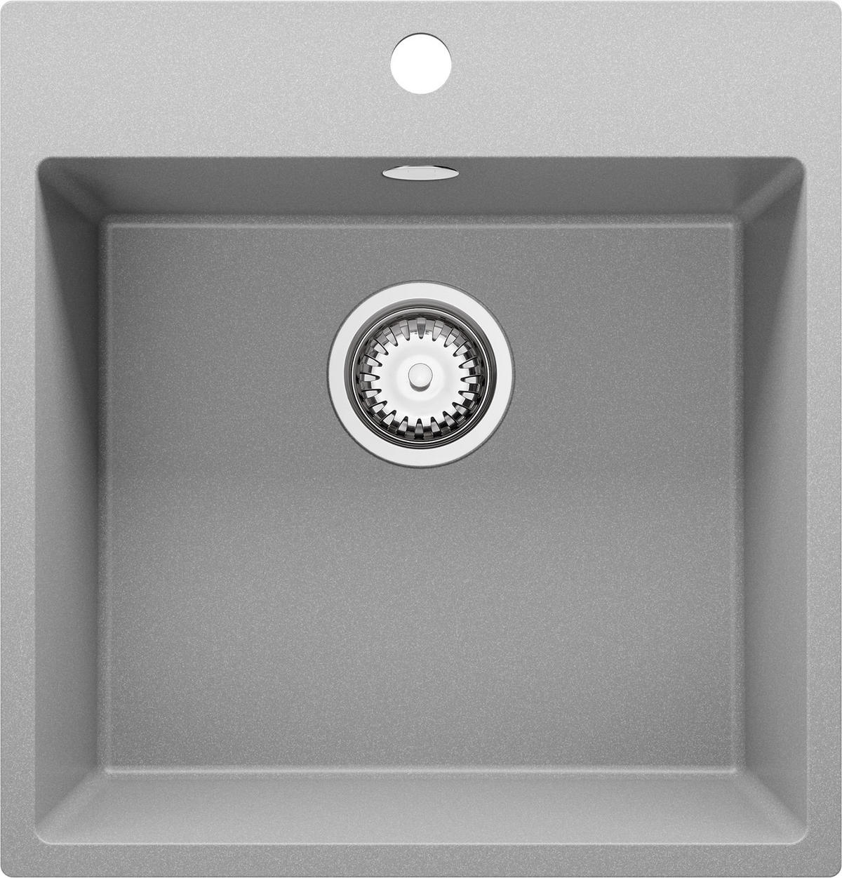 SPÜLBECKEN Riga, 2-er set Grau 48/50 cm 1 Becken + Ablauf-Set ab 50er Unterschrank - Chromfarben/Grau, Kunststoff (48/20/50cm) - Primagran