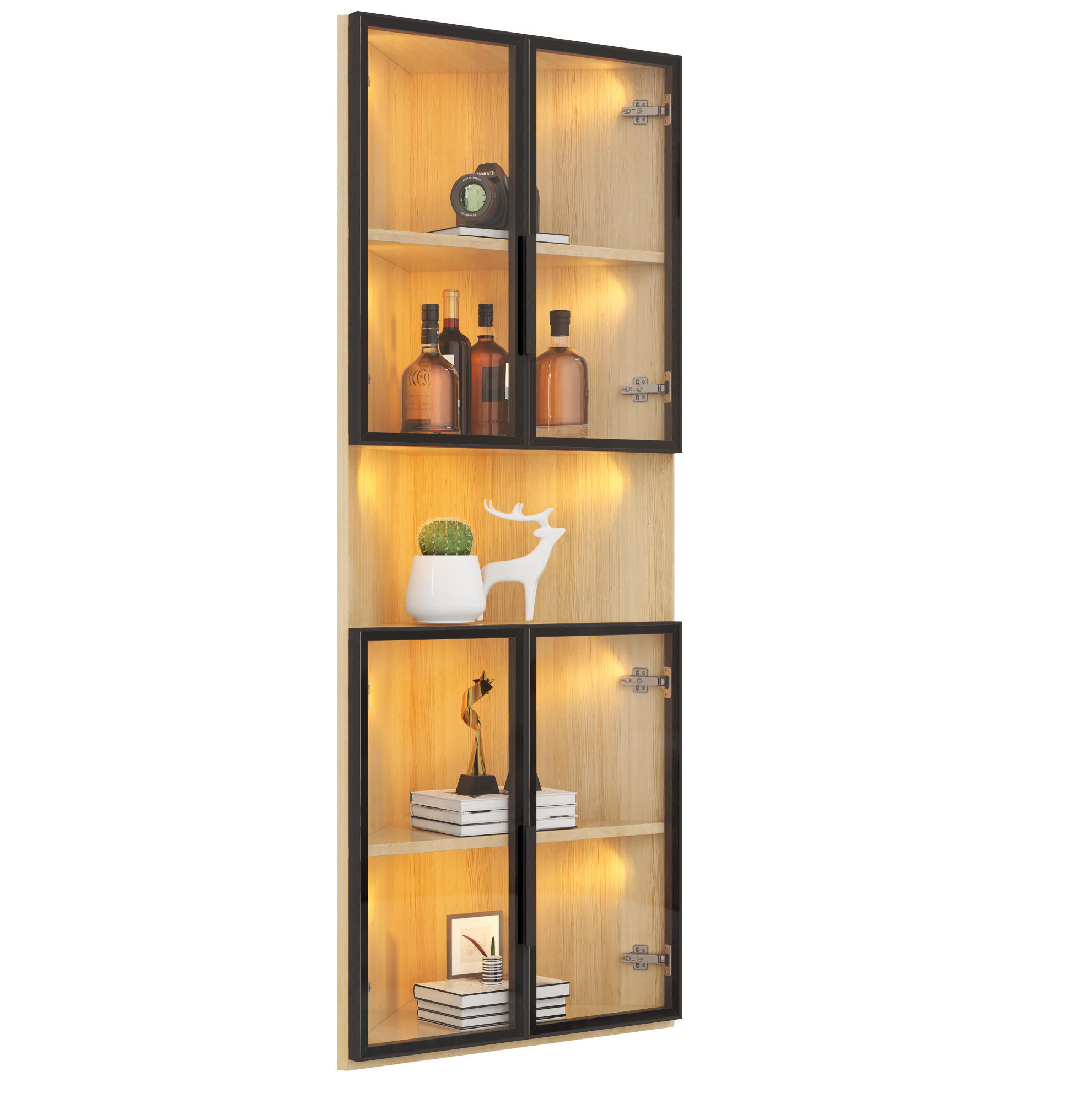 VITRINE 62/32/160 cm aus MDF mit LED-Beleuchtung Eichefarben - Eichefarben, Holzwerkstoff (62/160/32cm) - Modenvie