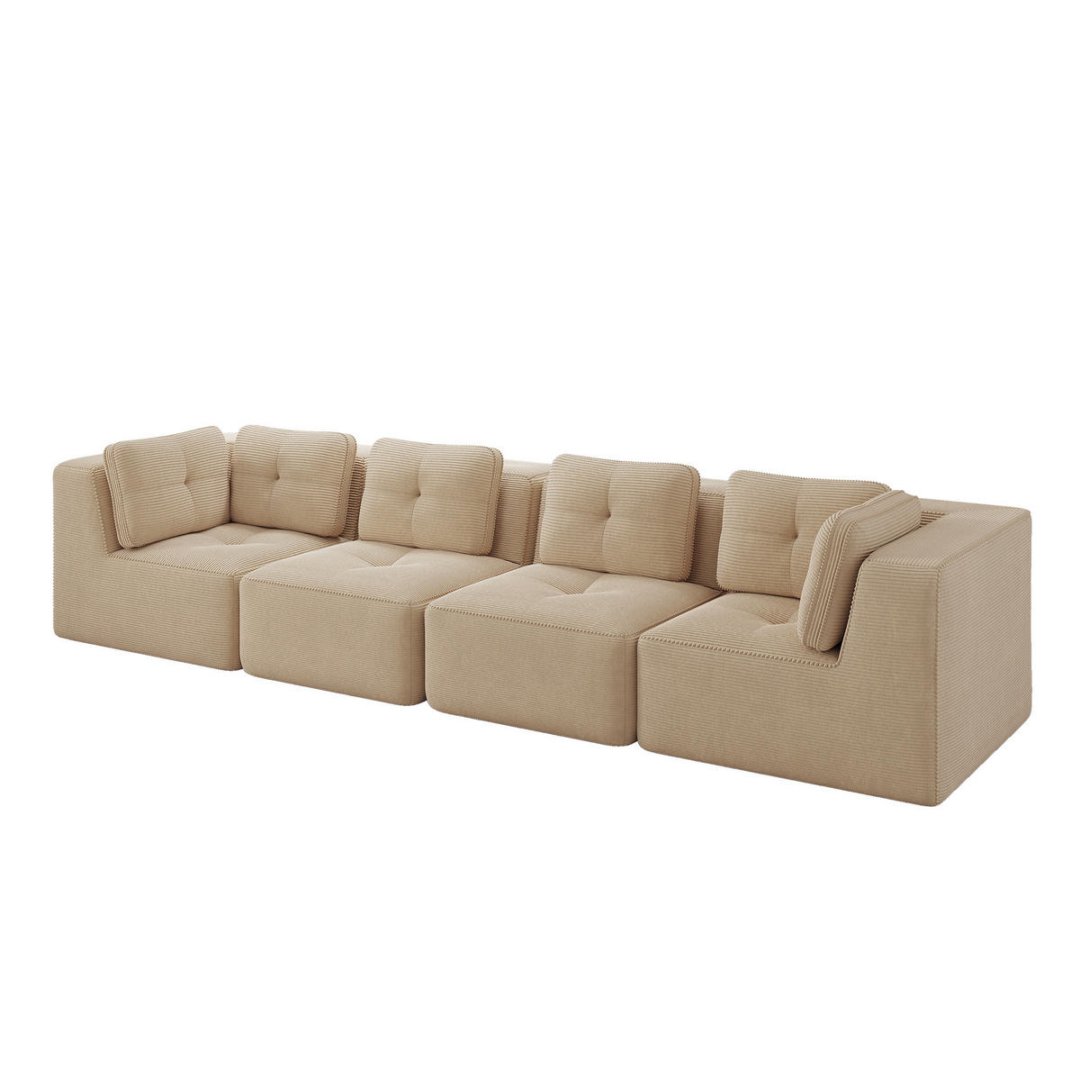 ECKSOFA 386/104/69 cm beige aus Cord mit modularem Design und breiten Armlehnen - Beige, Textil (104/386cm) - OKWISH