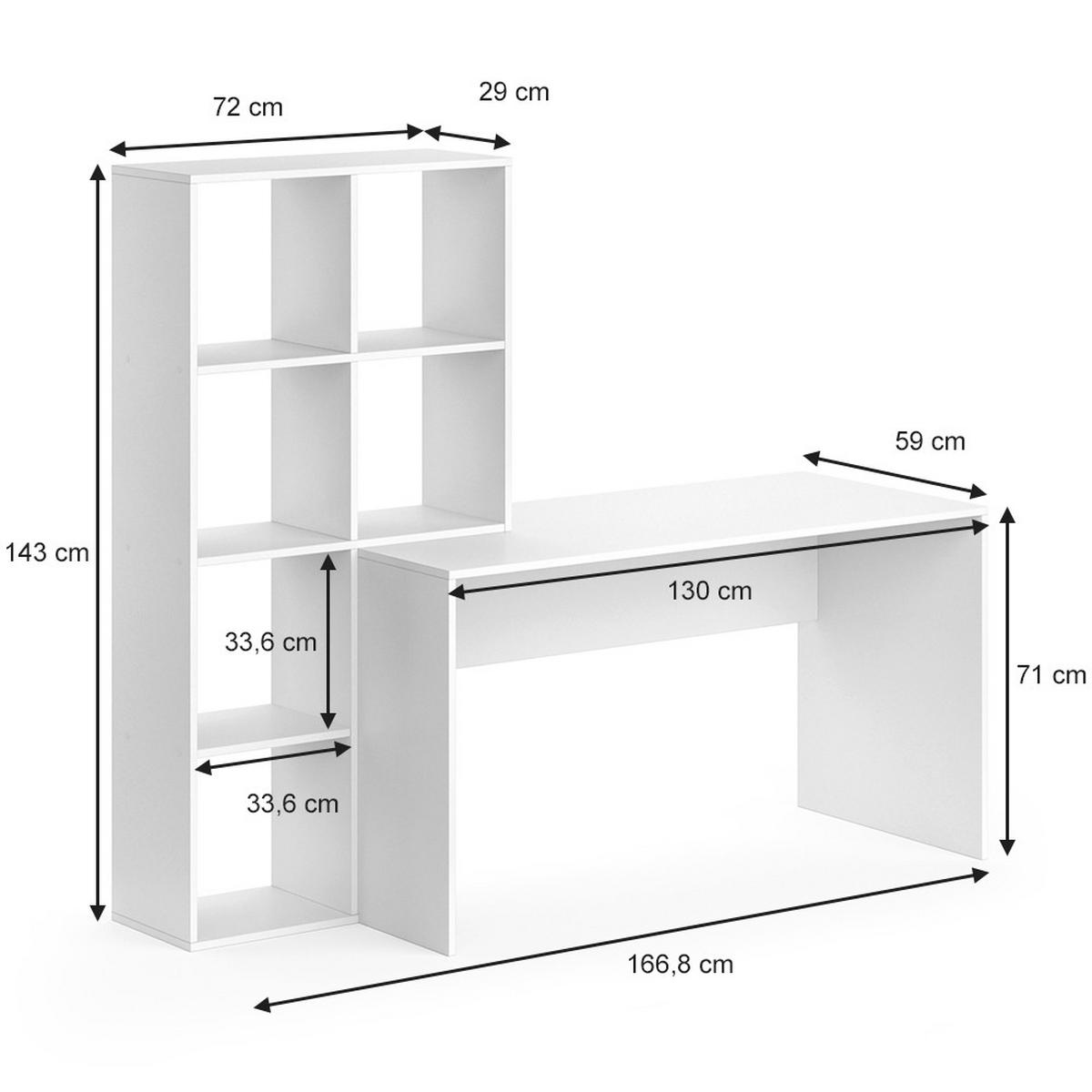 SCHREIBTISCH Mara Weiß 166.8 x 59 cm - Weiß, Holzwerkstoff (59/166.8/143cm) - Vicco