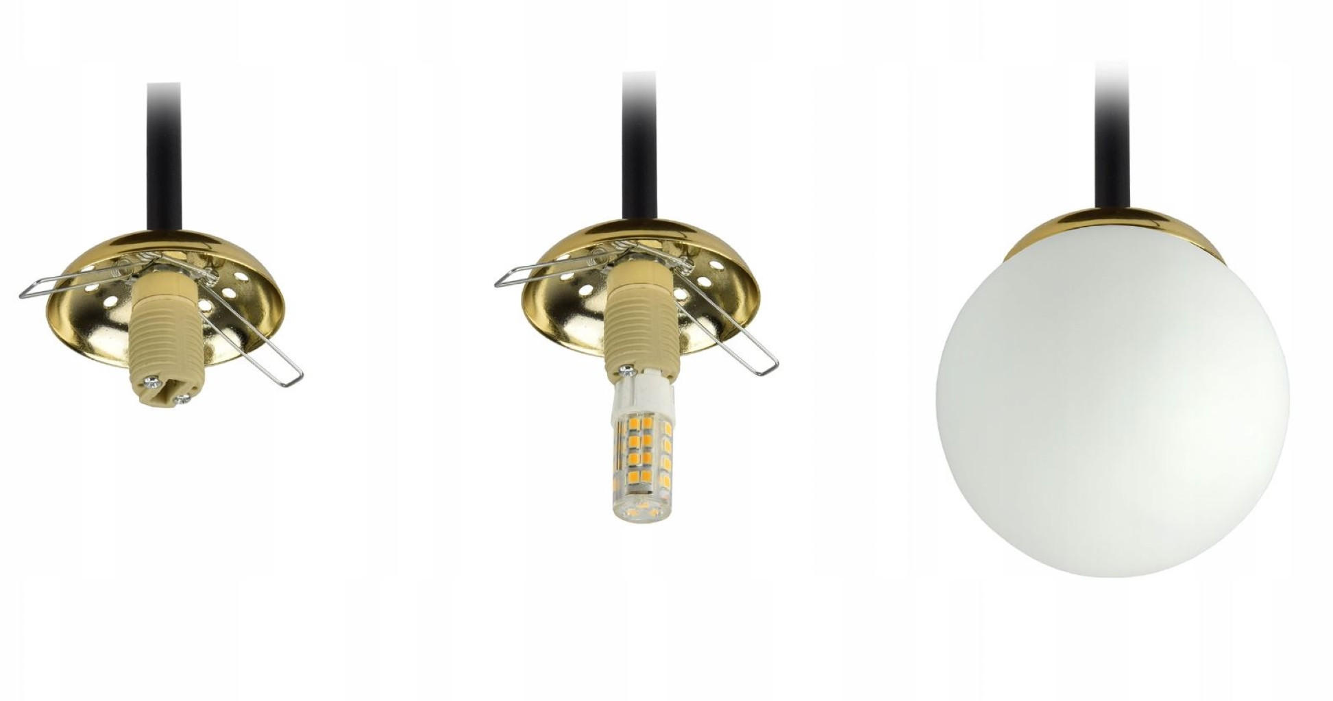 DECKENLEUCHTE Milano Glas - Goldfarben/Schwarz, Glas/Metall (30/30/26cm) - kiki design