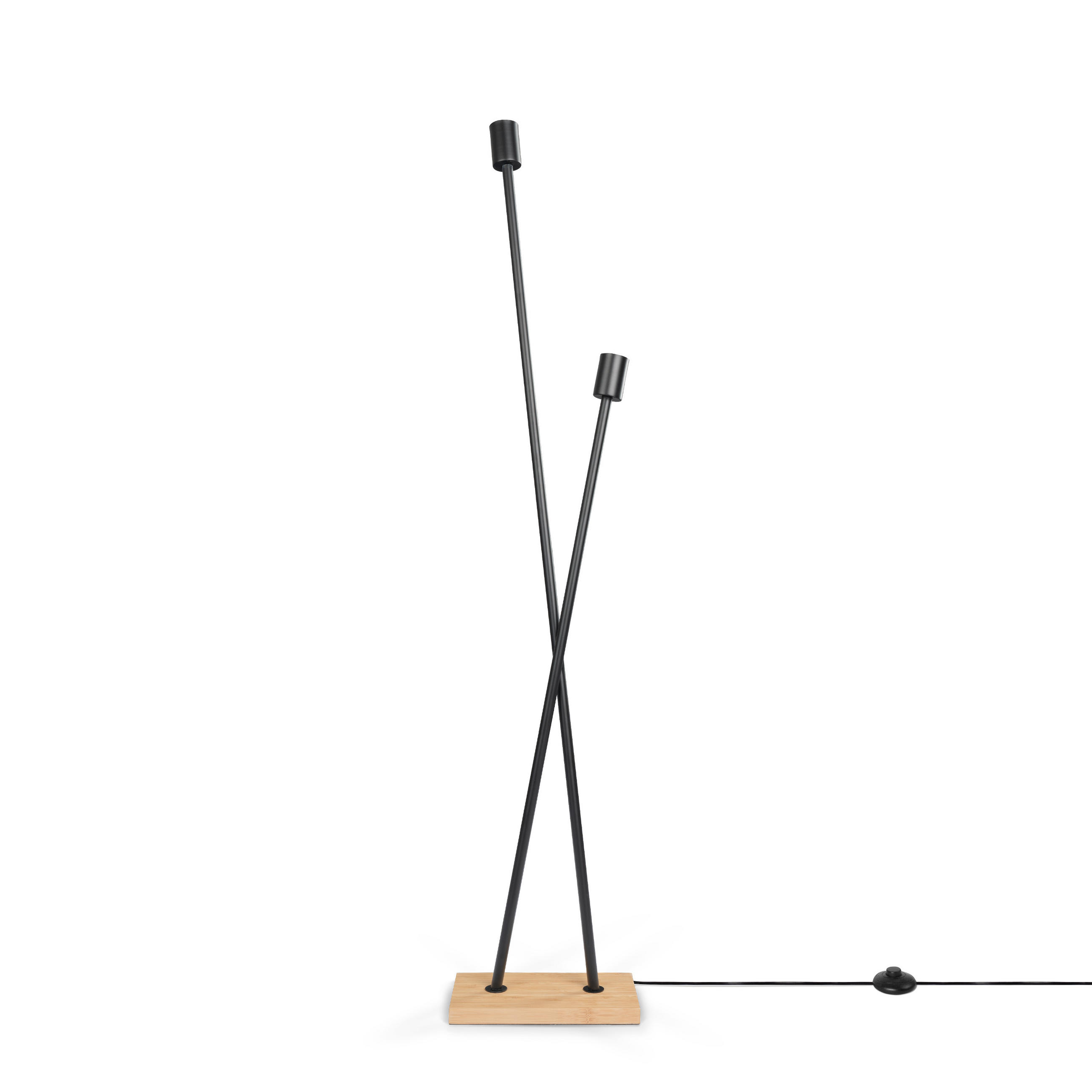 STEHLEUCHTE Iks Fl - Schwarz/Naturfarben, Metall (26/15/127cm) - Paco Home