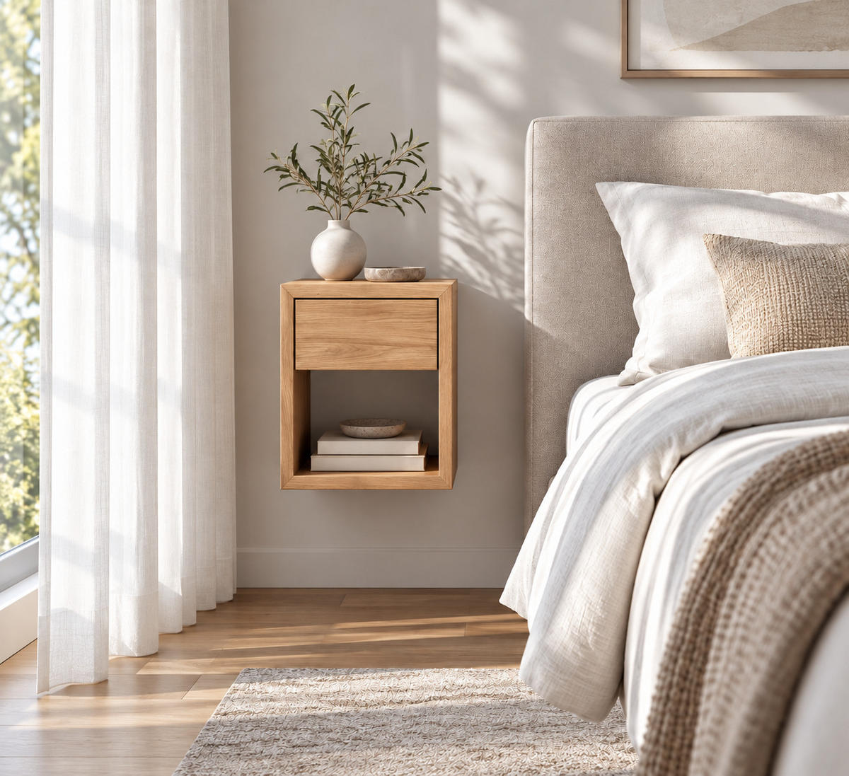 NACHTTISCH Hugo 2er Set, Eiche, 30/30/39 cm - Beige, Holz (30/39/30cm) - WOODEK