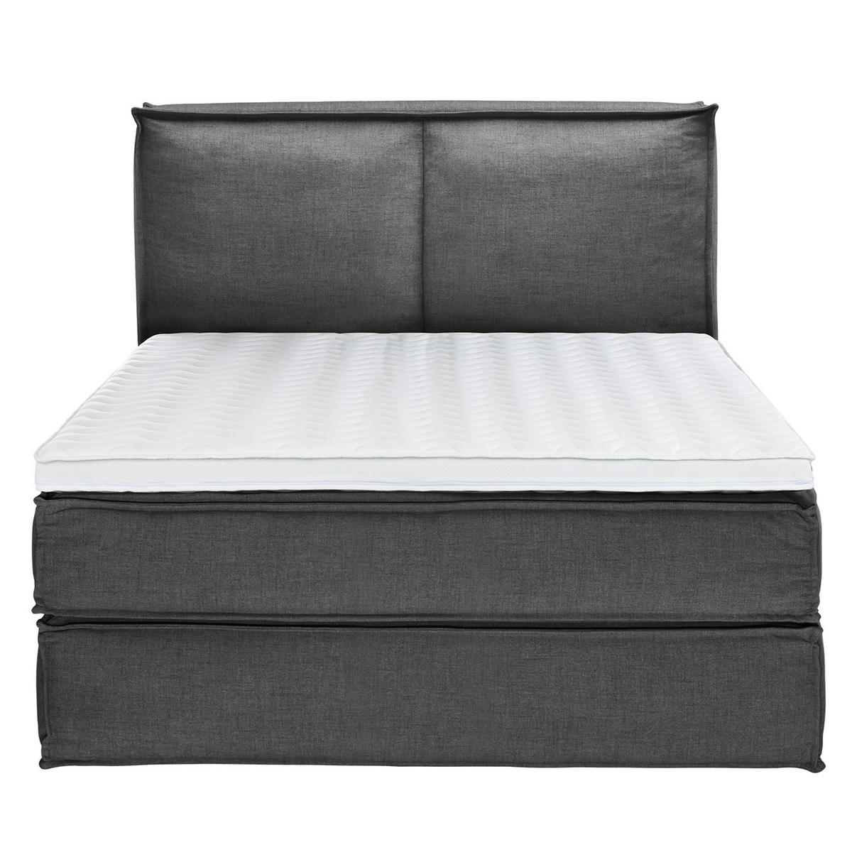 BOXSPRINGBETT mit Kopfteil - Premium - Anthrazit, Textil (160/220cm) - home24