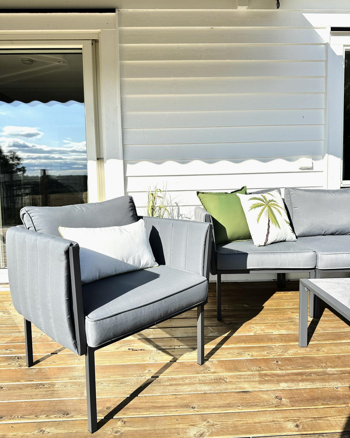 ZAHRADNÍ polštář sada 3 ks Zelený 30/50 cm Seaside - bílá/zelená barva, textil (50/12/45cm) - Beliani