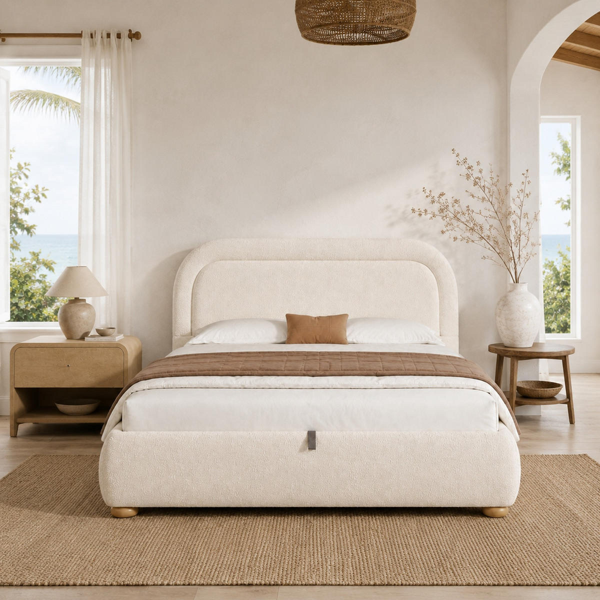POLSTERBETT 140/190 mit Bettkasten und hydraulischem Stauraum in Beige - Beige, Holzwerkstoff/Textil (140/190cm) - EVRYAE