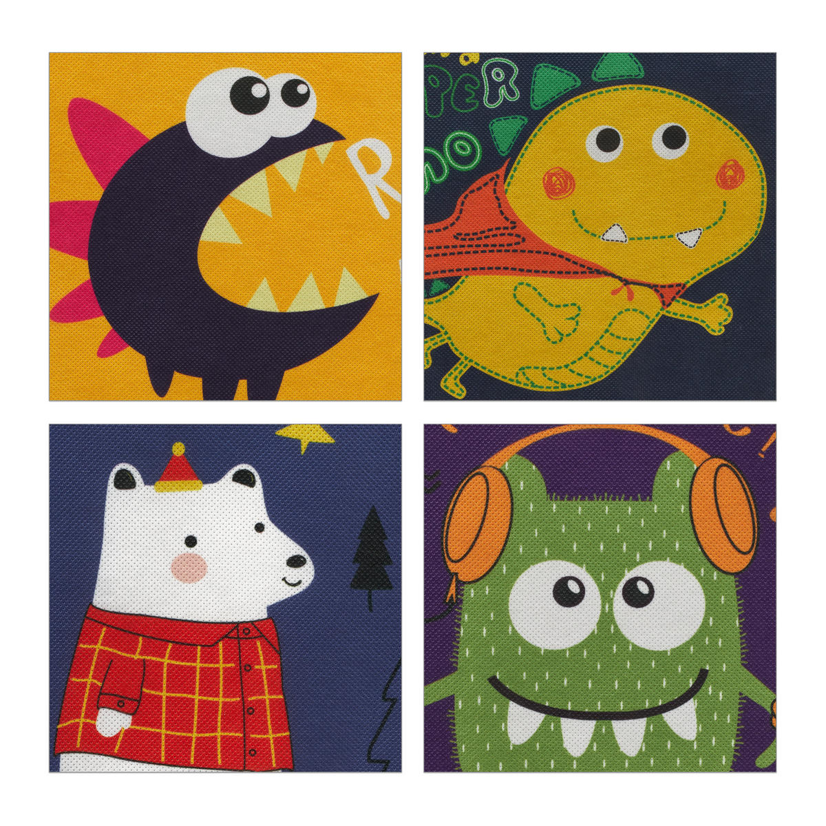 4XKINDERAUFBEWAHRUNGSBOXEN - Multicolor, Wellpappe/Textil (30/30cm) - Relaxdays