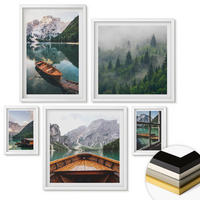 WANDBILDER 5er-Set - 50x50 cm & 20x30 cm & 40x60 cm Weißer Rahmen - Straßen, Häuser, Pflanzen, Töpfe - Weiß, Kunststoff (40/60cm) - ArtPrintCave
