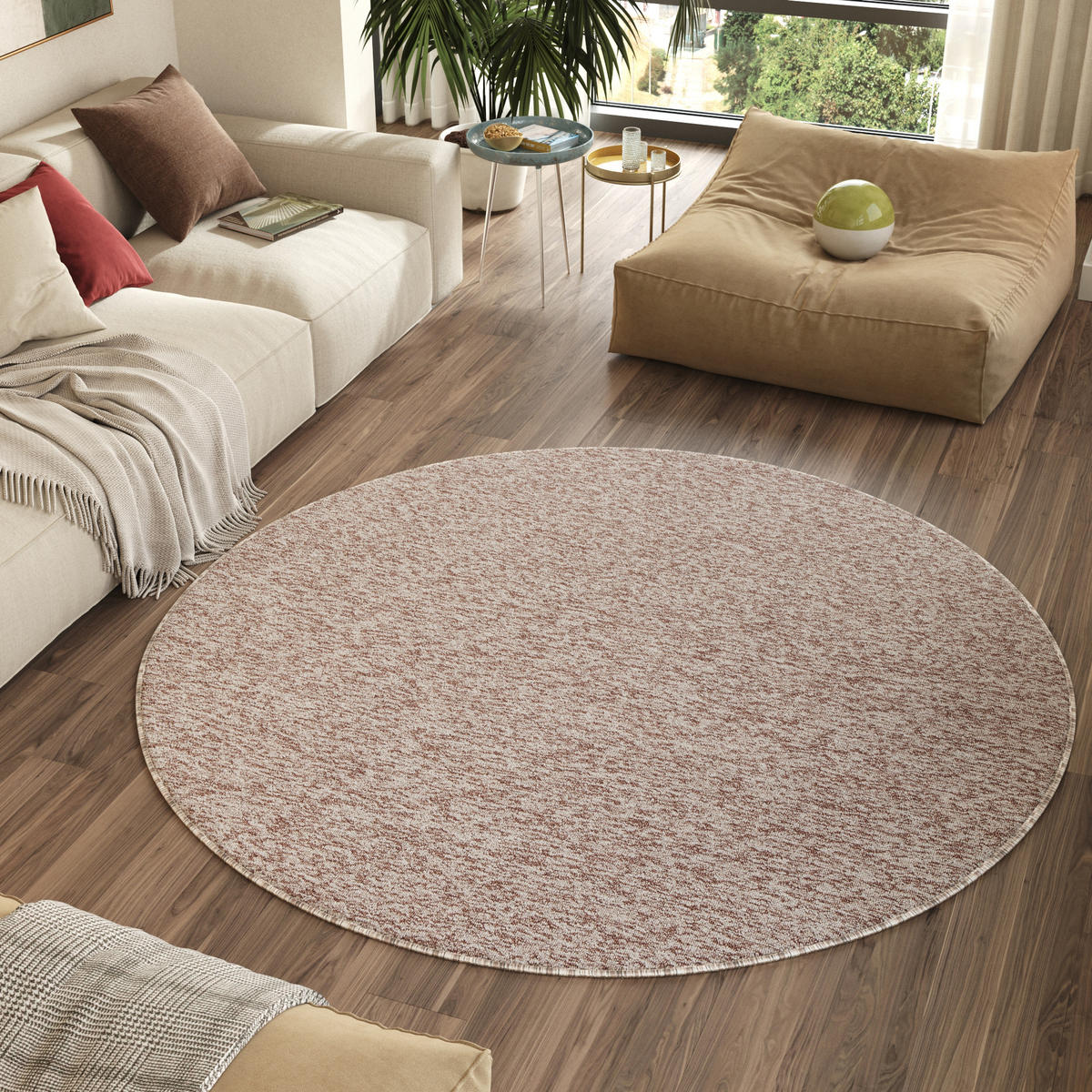 TEPPICH NIZZA Beige, rund 160/160 cm - Beige, Textil (160/160cm) - Tapiso