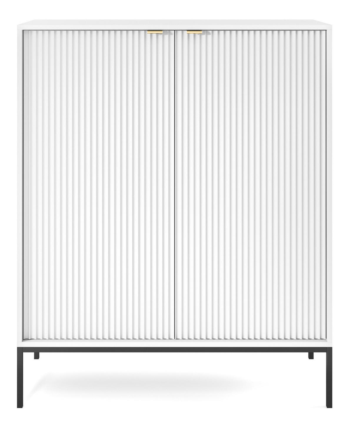 HIGHBOARD Vellore Weiß 104 cm - Goldfarben/Schwarz, Holzwerkstoff/Metall (104/125/39cm) - Selsey