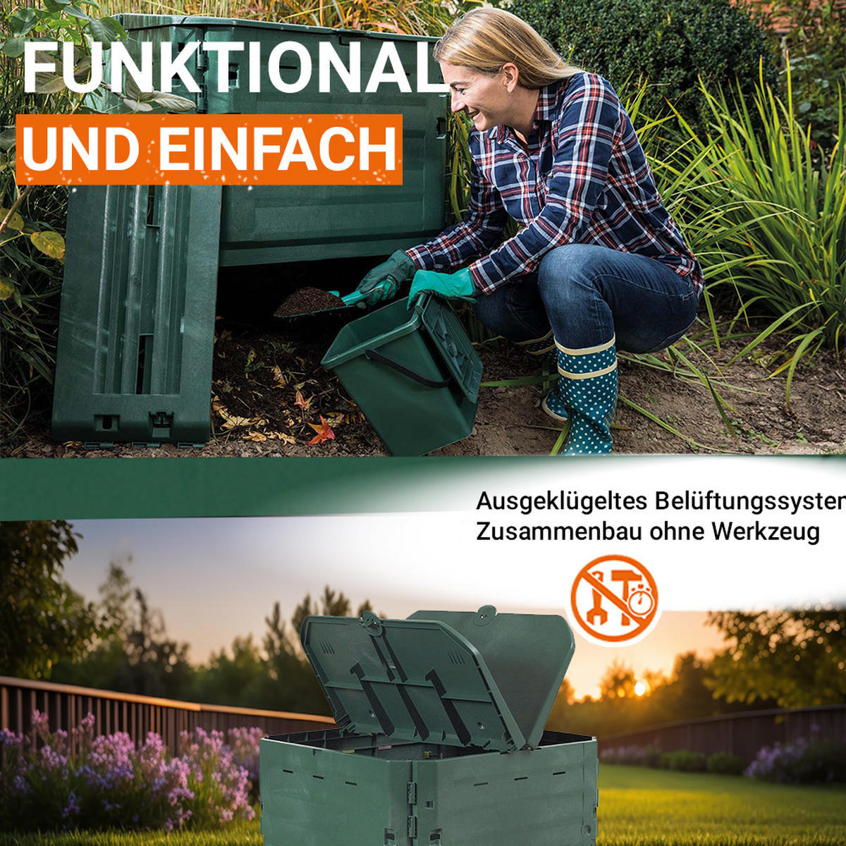 KOMPOSTER 900 L, grün - Grün, Kunststoff (100/100/100cm) - GARANTIA