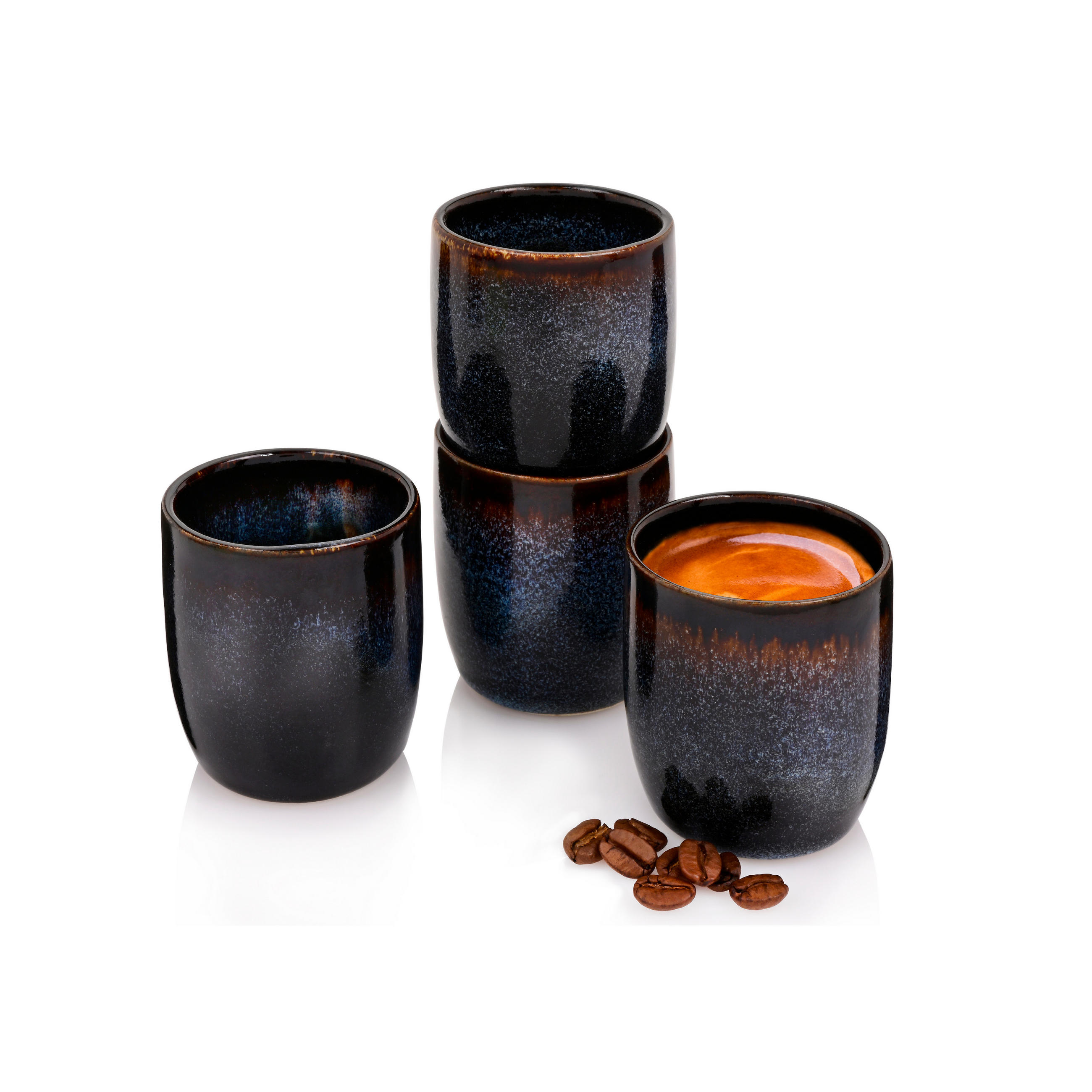 ESPRESSOBECHER SET TOKIO - 4 teilig aus Steingut - Dunkelblau, Keramik (0.1L) - Sänger