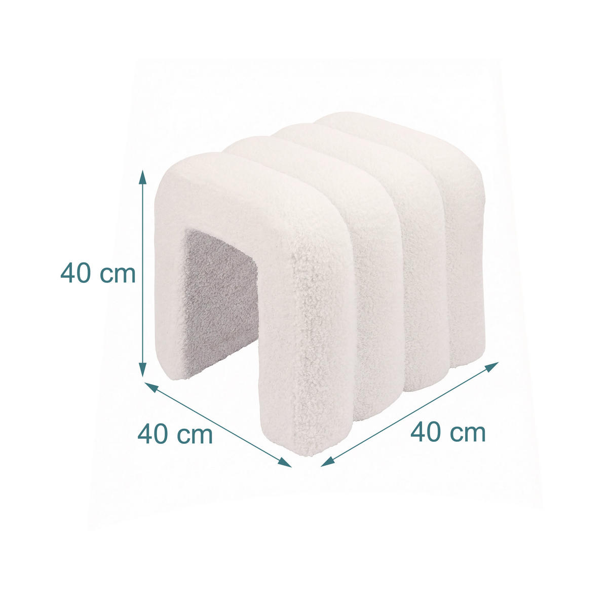 SEDACÍ taburet Bubble - krémová, dřevo/textil (40/40/40cm) - Relaxdays