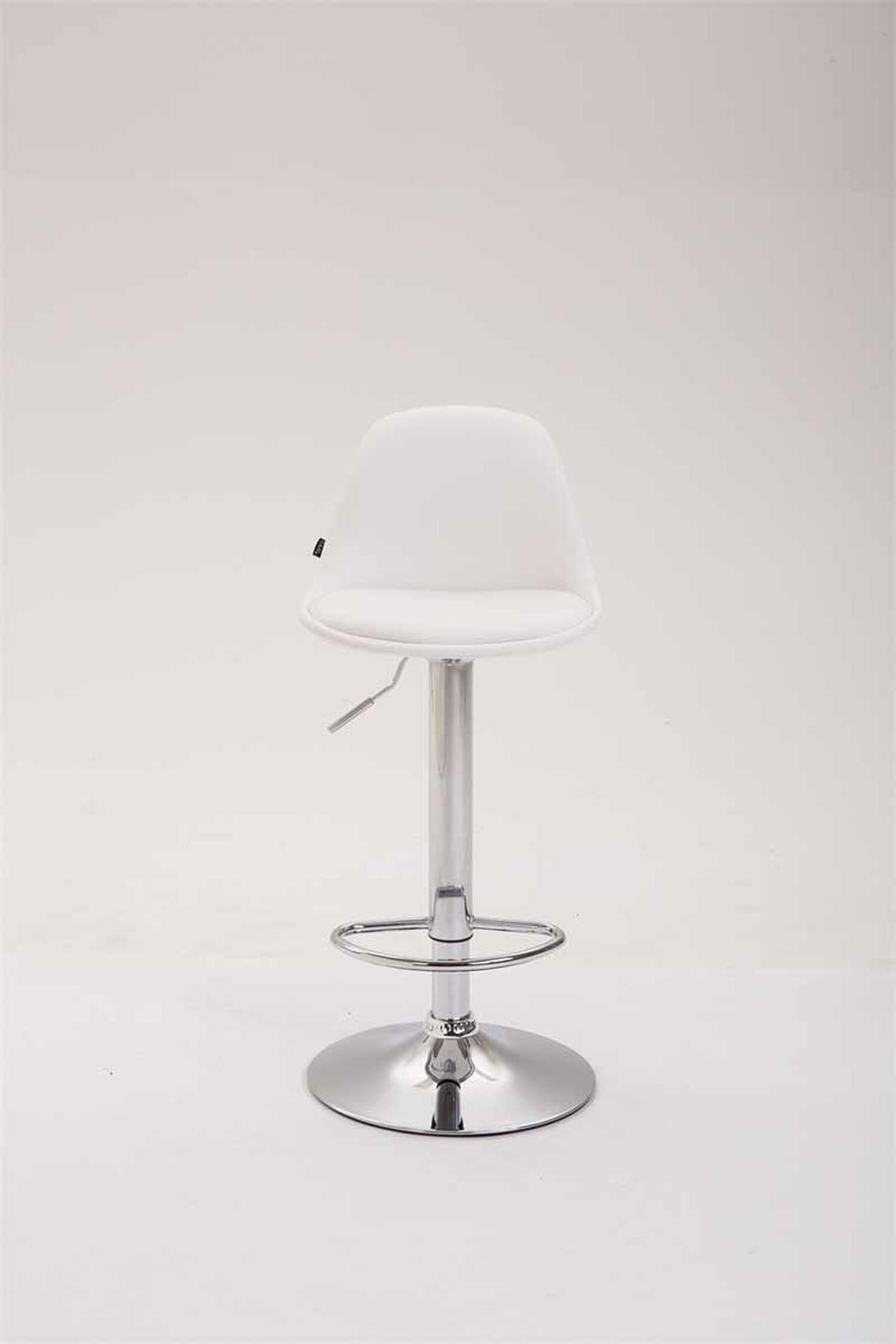 BARHOCKER Kilian, Gestell Metall in Chromoptik, Vollgepolstert Kunstleder Weiß - Chromfarben/Weiß, Kunststoff/Textil (39/100/43cm) - TPFLiving