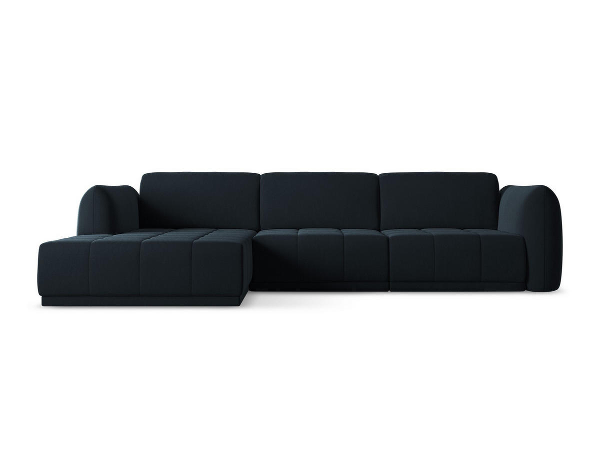ECKSOFA Links Samt Stoff Blau - Blau/Schwarz, Kunststoff/Textil (170/290cm) - Makamii