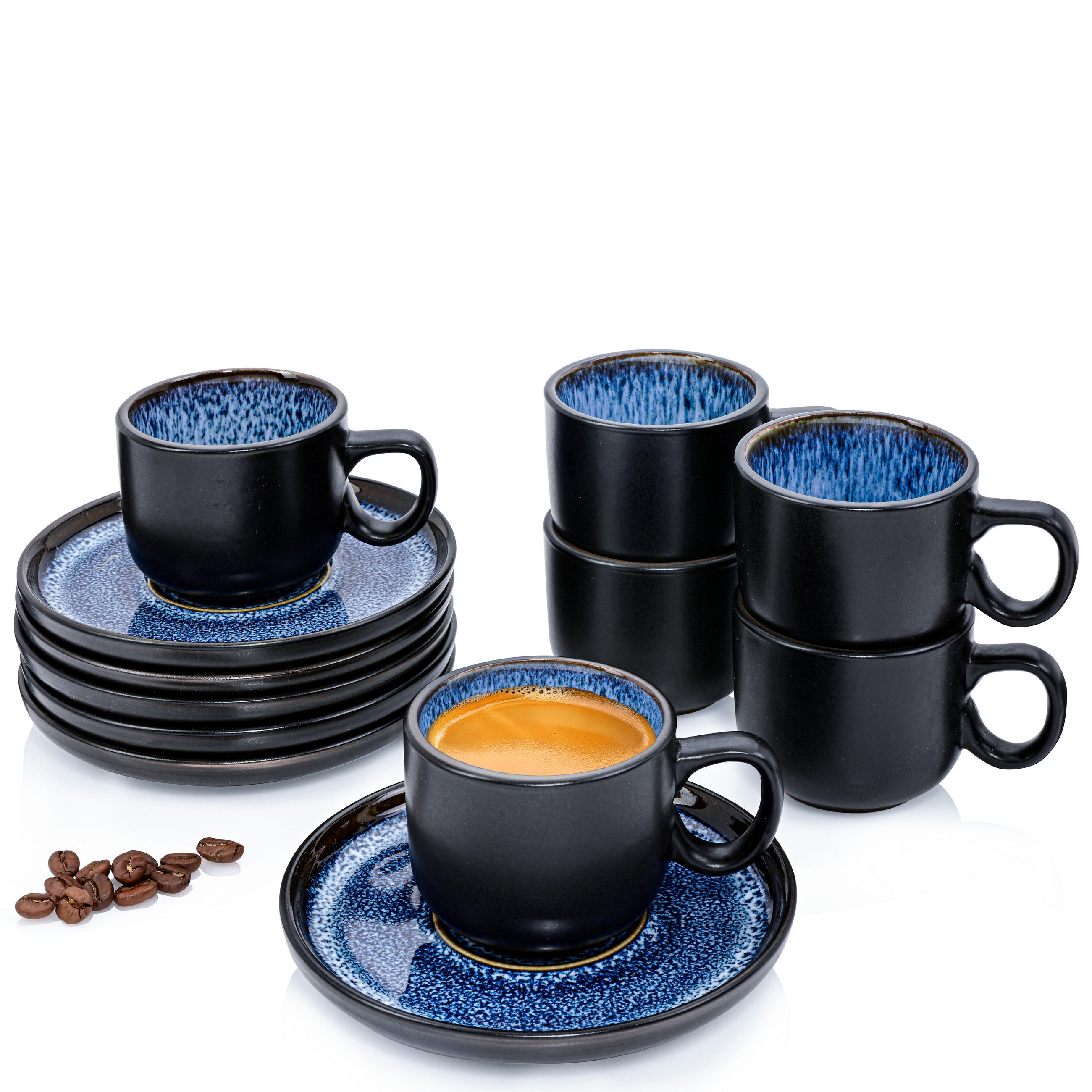 ESPRESSOTASSEN SET ARUBA - 12 teilig aus Steingut - Blau, Keramik (0.08L) - Sänger