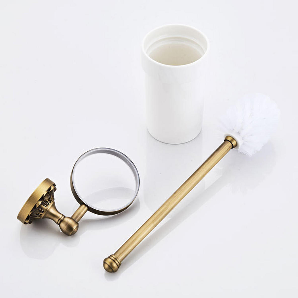 TOILETTENBÜRSTENHALTER – Vintage-Gold (16 x 10,5 x 36 cm) - Goldfarben, Metall (17/36.5/10.5cm)