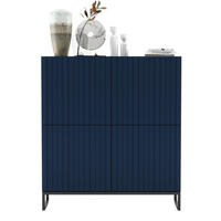 KOMMODE Elpis 4D Marineblau Matt mit metallrahmen Glamour 112 cm - Blau/Schwarz, Holzwerkstoff/Metall (112/126/36.5cm) - Meble Lindner