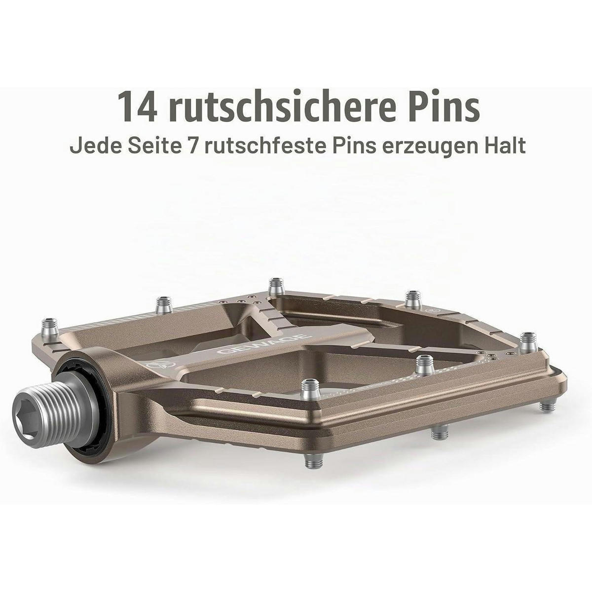 FAHRRADPEDALE CNC-Aluminium ultraflach mit 14 Pins Coffee - Braun, Metall (11/1.5/12cm)