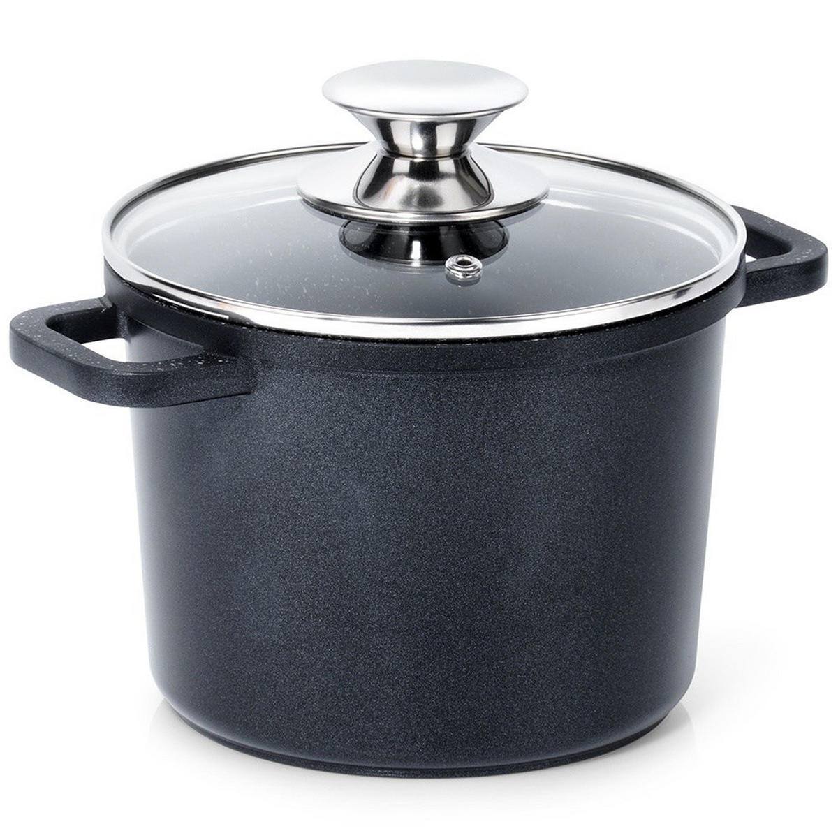 GRANITTOPF Grande hoch mit Glasdeckel schwarz - Schwarz, Metall (2cm) - Orion 