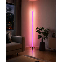 LED-ECKLAMPE - mit Fernbedienung und integriertem Musiksensor für RGB Farbeffekte in Schwarz - Schwarz, Kunststoff (15.5/15.5/147.5cm) - Northpoint