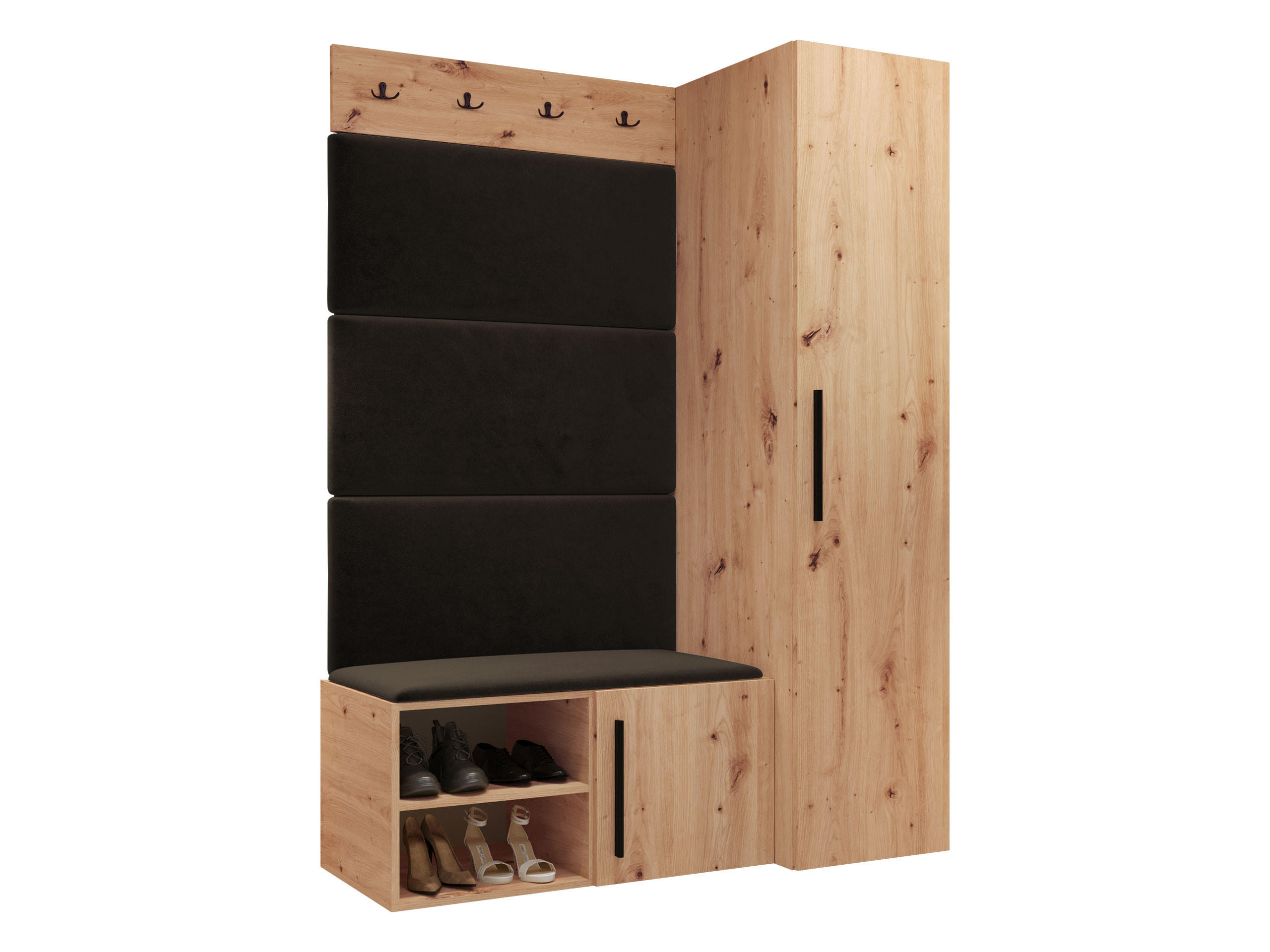 MOBILIER PENTRU HOL Medi II - maro/stejar Artisan, material plastic/compozit lemnos (40/191/50cm) - MIRJAN24