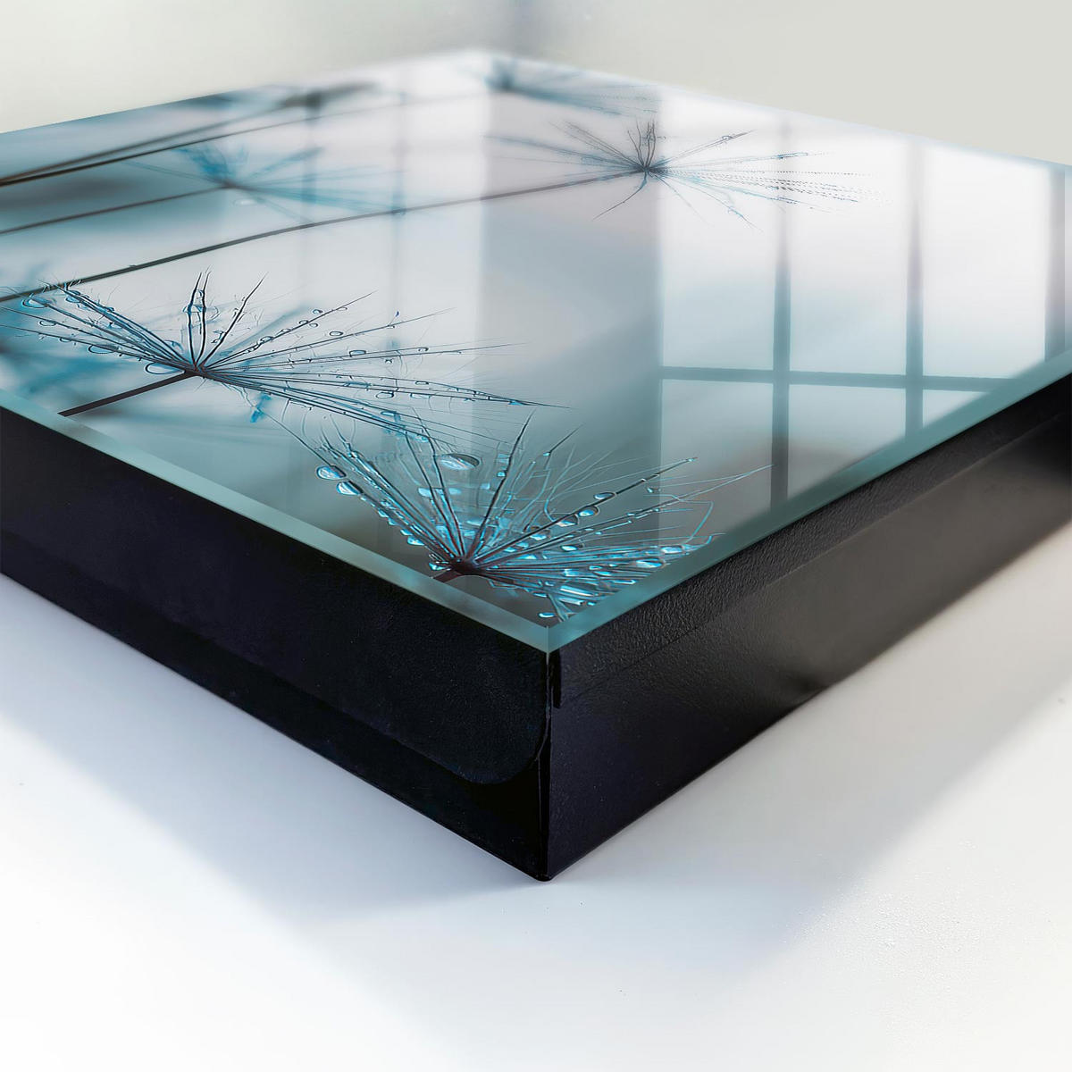 SCHLÜSSELBOX Schwarz 30x30 cm- Türöffnung nach rechts - Löwenzahn und Tau - Blau, Metall (30/30/5cm) - TULUP