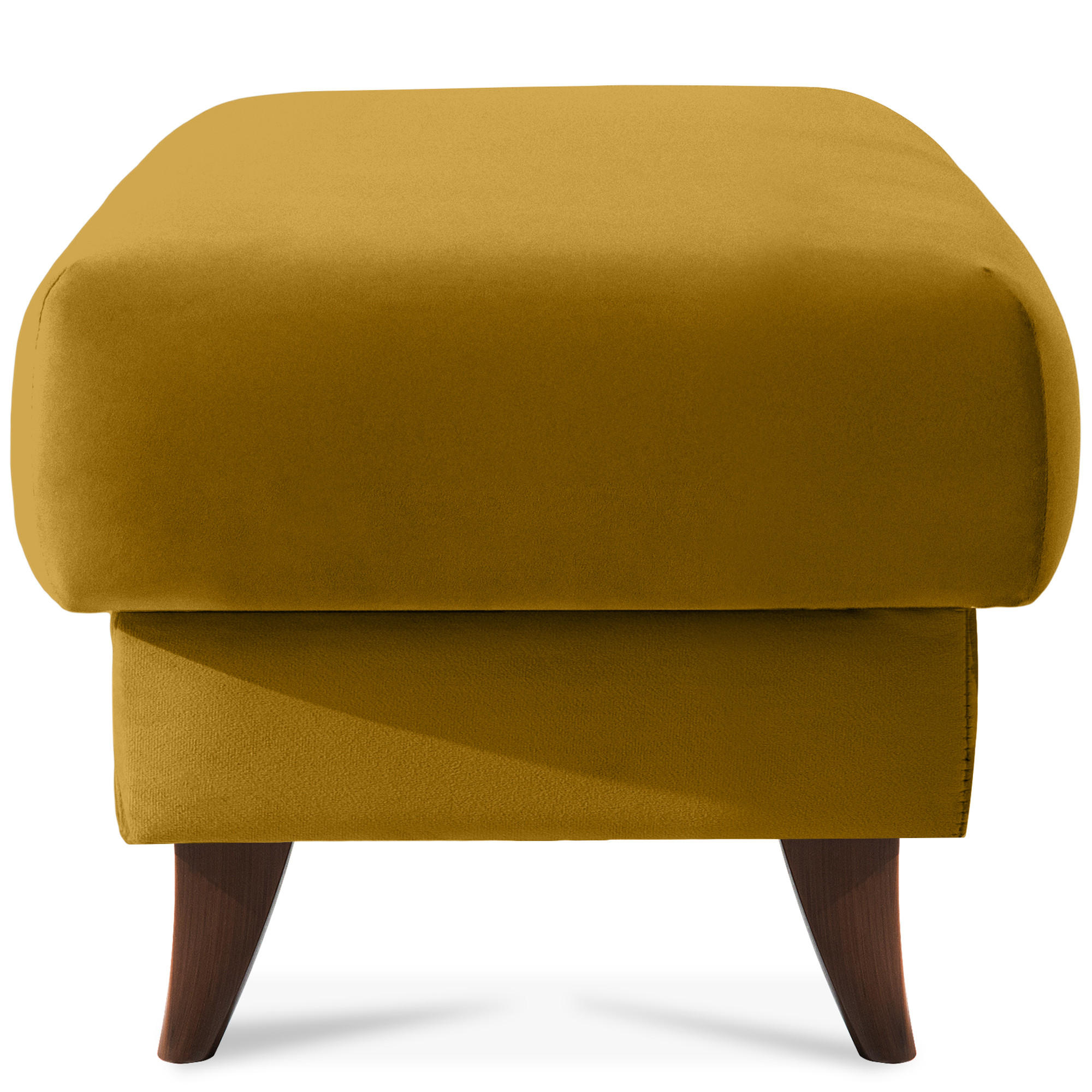 HOCKER GUSTAVO Fußstütze, Velours, Gelb - Gelb, Holz/Holzwerkstoff (53/49/53cm) - KONSIMO®