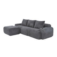ECKSOFA 268/174/80 cm dunkelgrau aus Cord mit Cupholder - Dunkelgrau, Textil (174/268cm) - OKWISH