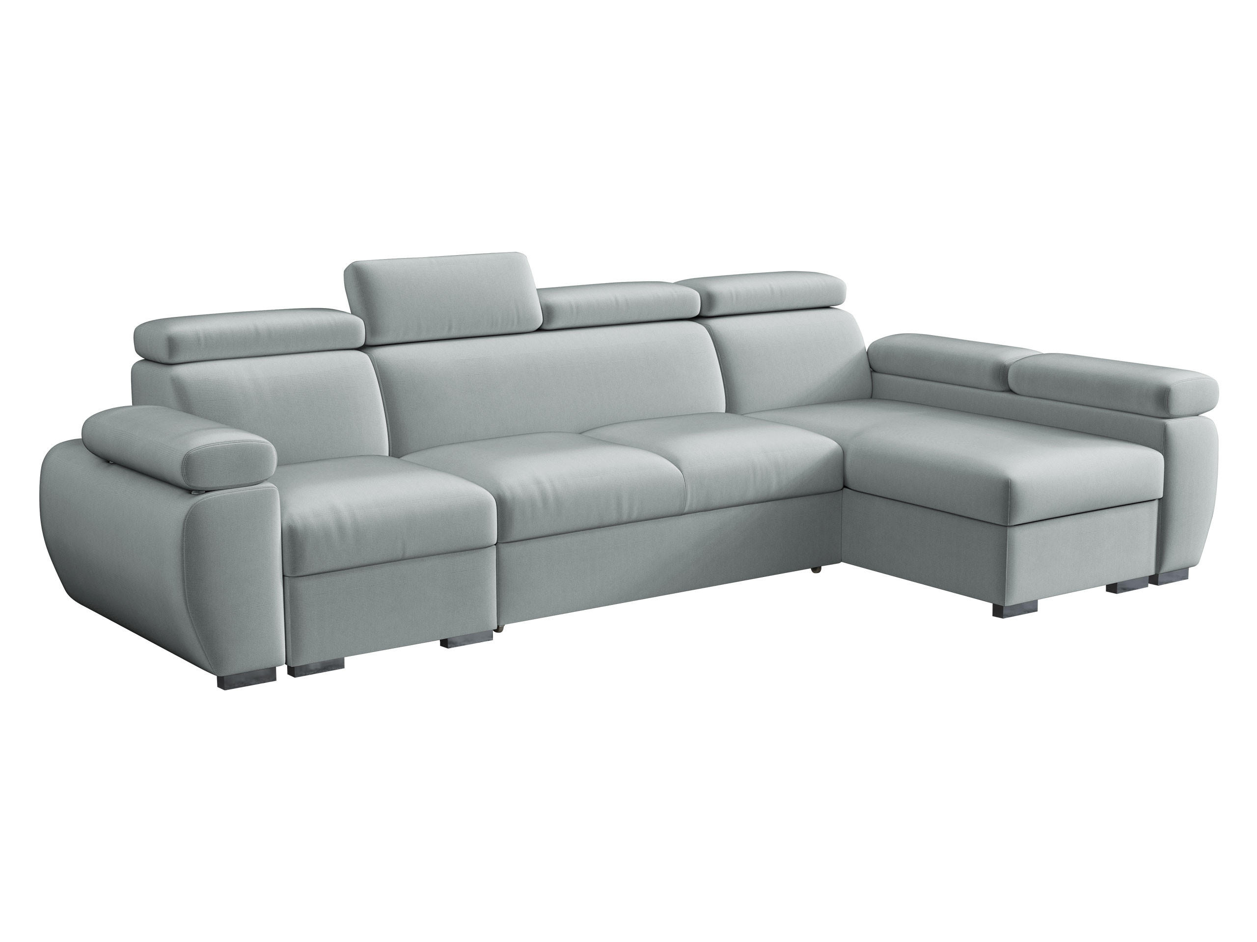 ECKSOFA Boston LCP, Seite: Rechts 1P(65)+2R+LCP - Silberfarben/Hellgrau, Holz/Textil (320/170cm) - MIRJAN24