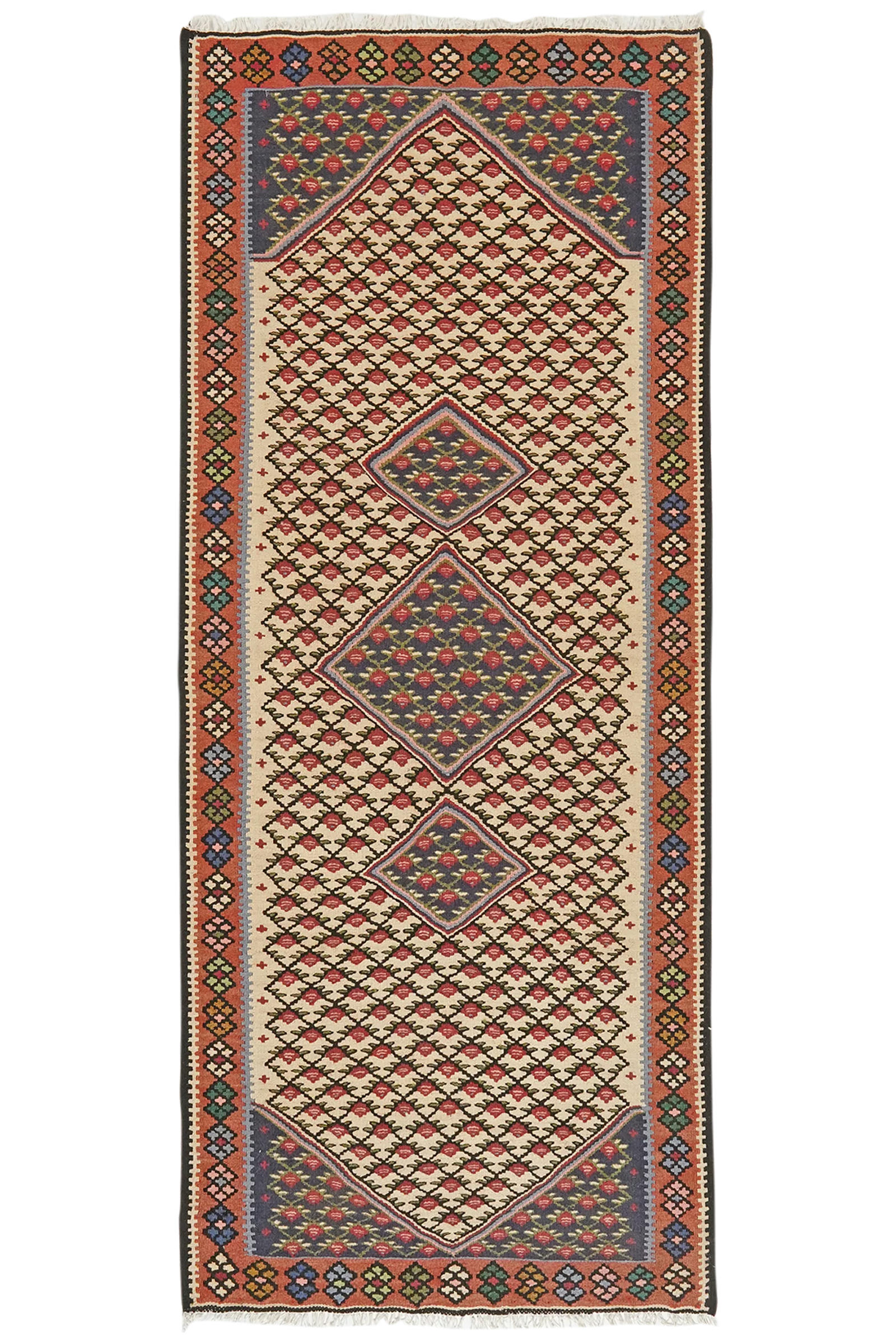 HANDWEBTEPPICH Kelim Senneh Beige 190/80 cm Schurwolle - Beige, Textil (80/190cm) - Looma