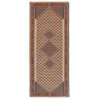 HANDWEBTEPPICH Kelim Senneh Beige 190/80 cm Schurwolle - Beige, Textil (80/190cm) - Looma