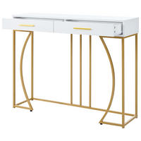 KONSOLENTISCH mit 2 Schubladen und Metallgestell Weiß/Gold 110/32/85 - Goldfarben/Weiß, Holzwerkstoff/Metall (110/32/85cm) - EVRYAE