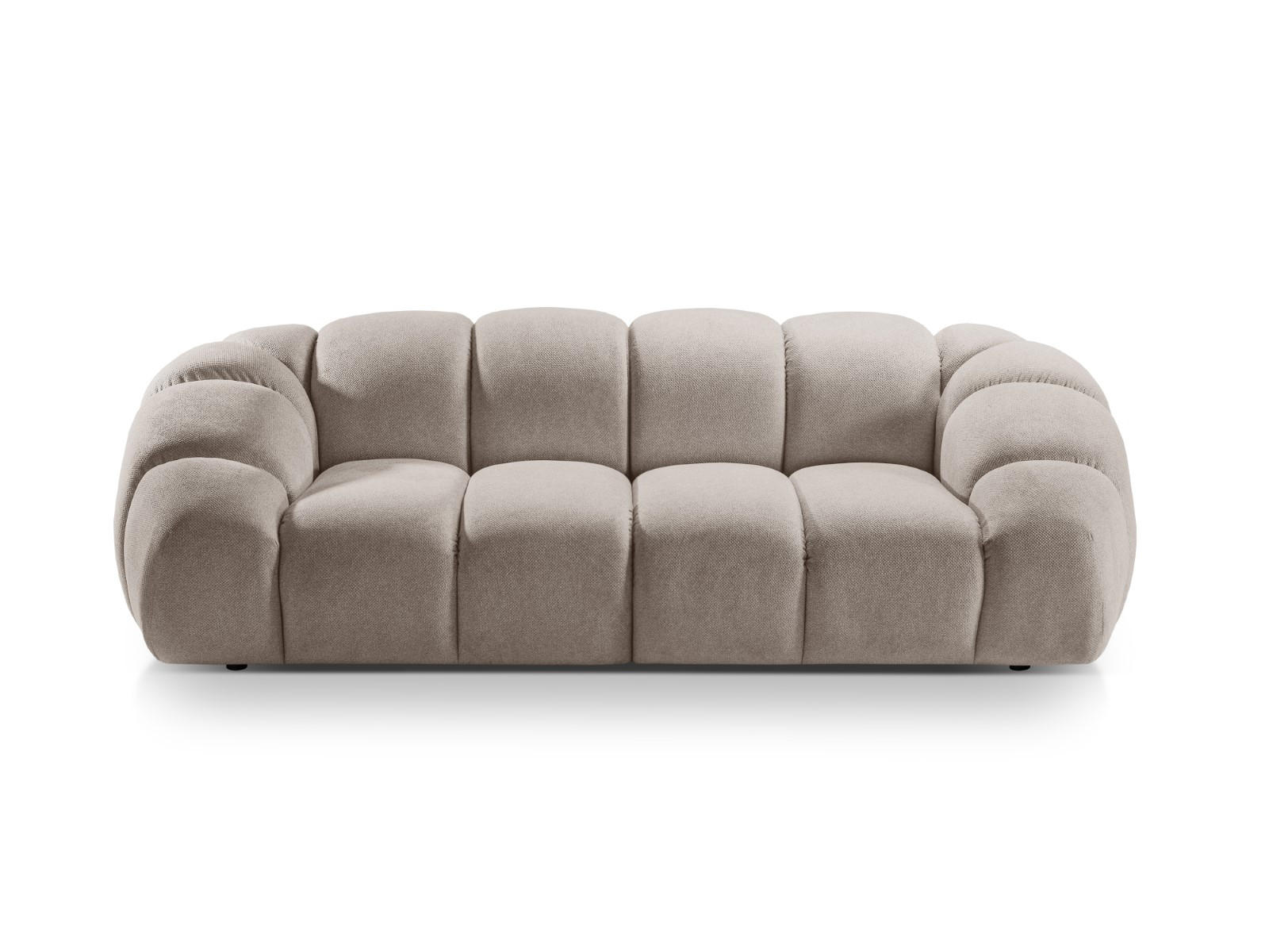SOFA Diana aus Strukturierter Samt dunkelbeige 3 Sitzplätze - Mokka, Textil (114/72/234cm) - Micadoni
