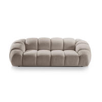 SOFA Diana aus Strukturierter Samt dunkelbeige 3 Sitzplätze - Mokka, Textil (114/72/234cm) - Micadoni