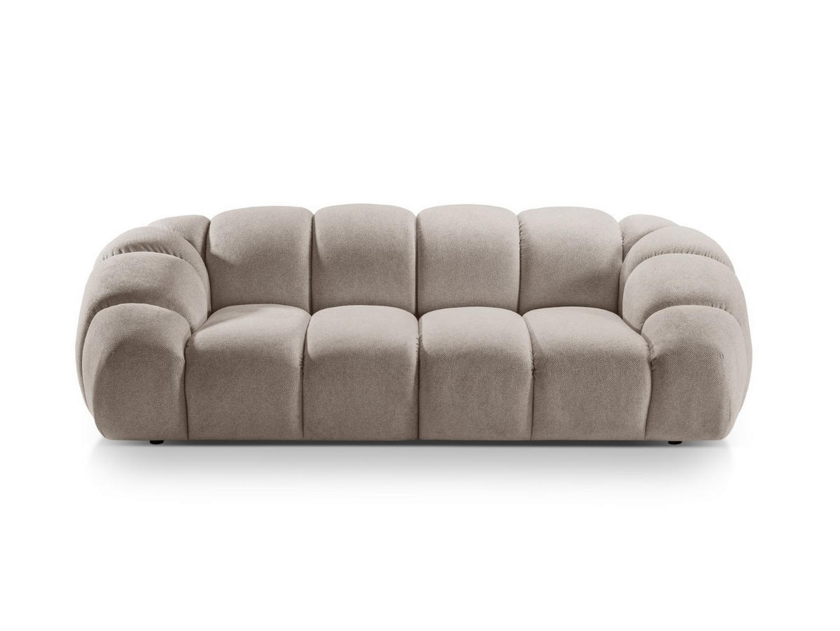 SOFA Diana aus Strukturierter Samt dunkelbeige 3 Sitzplätze - Mokka, Textil (114/72/234cm) - Micadoni