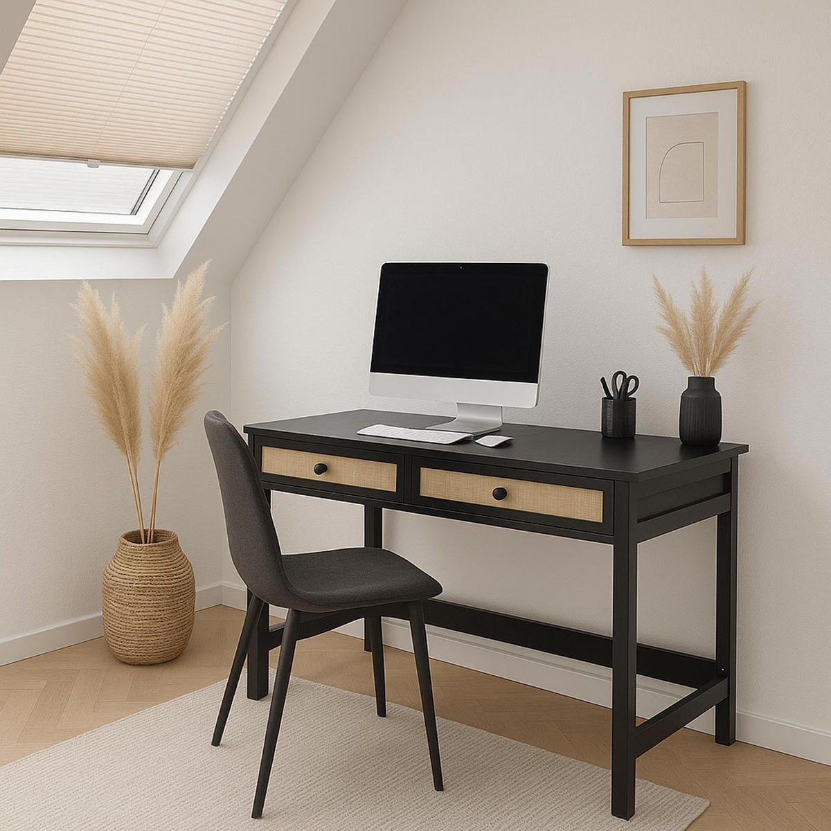 SCHREIBTISCH quadratisch Schwarz - Schwarz, Holz (60/110/78cm) - MCW