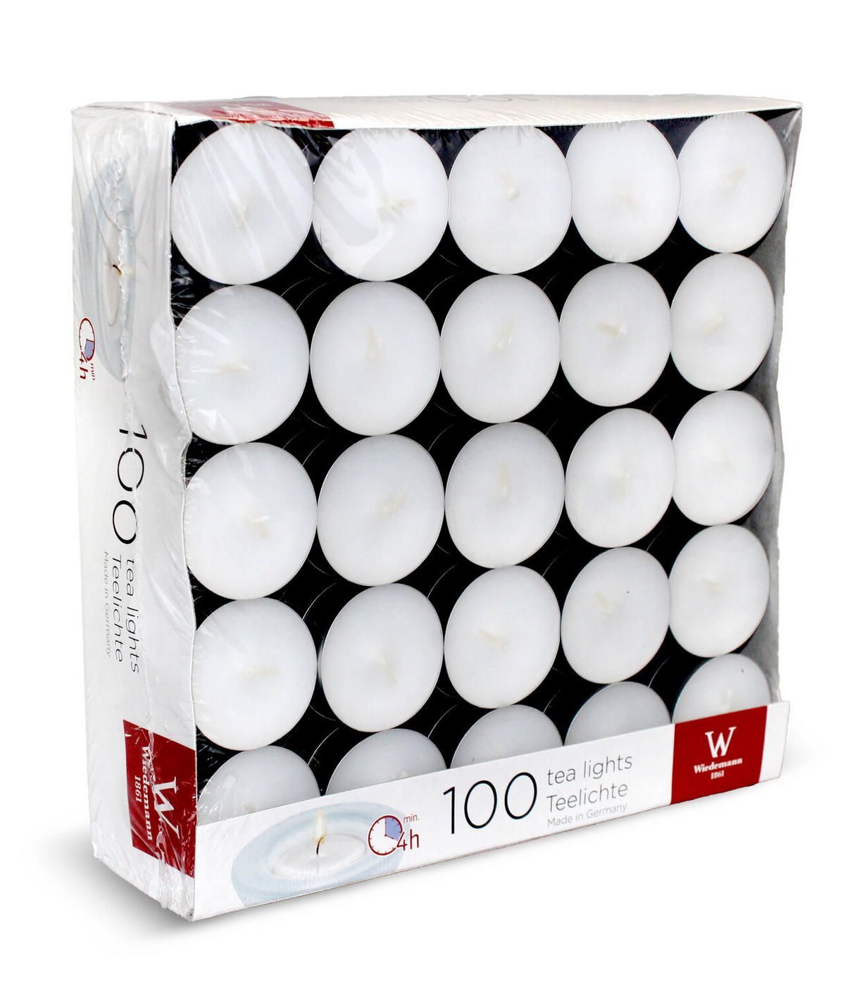 TEELICHTER Weiß in Premium Qualität, 4 Stunden, 100 Stück - Weiß, Paraffin (3.9/1.5/1.5cm) - Wiedemann Kerzen