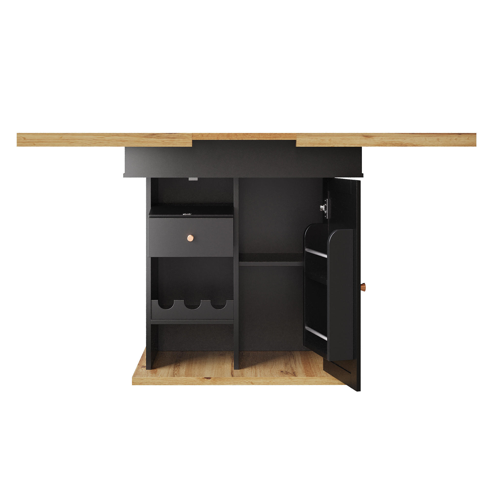 AUSZIEHTISCH Holzoptik 110-140/80/75 cm - Schwarz, Holz (80/110/75cm) - PANGIVO