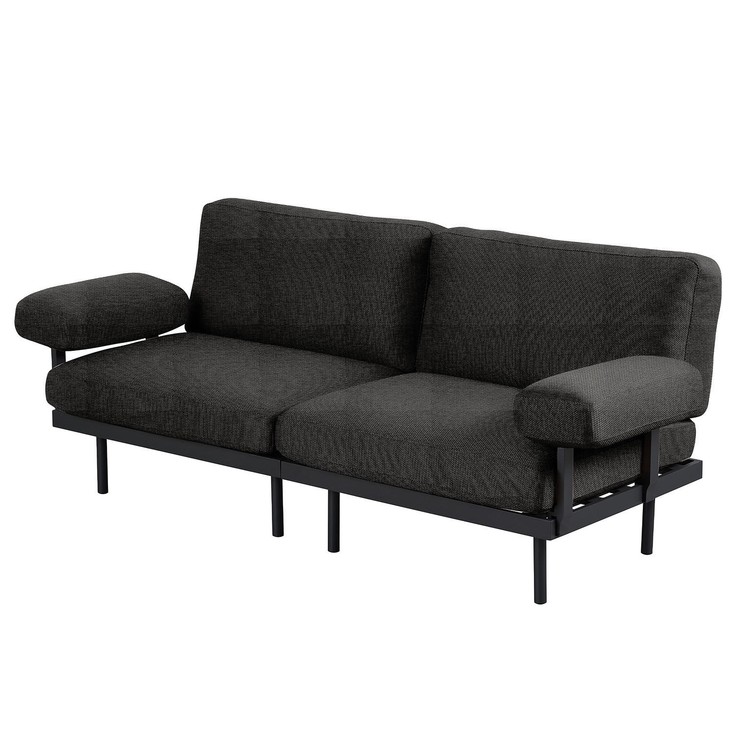 3-SITZER OUTDOOR-SOFA - Schwarz, Textil/Metall (202/80/84cm) - home24