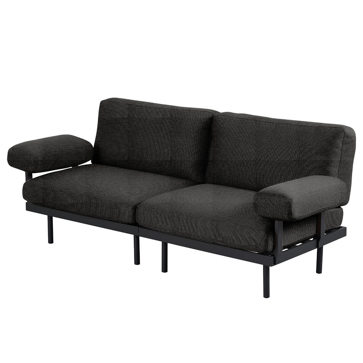 3-SITZER OUTDOOR-SOFA - Schwarz, Textil/Metall (202/80/84cm) - home24