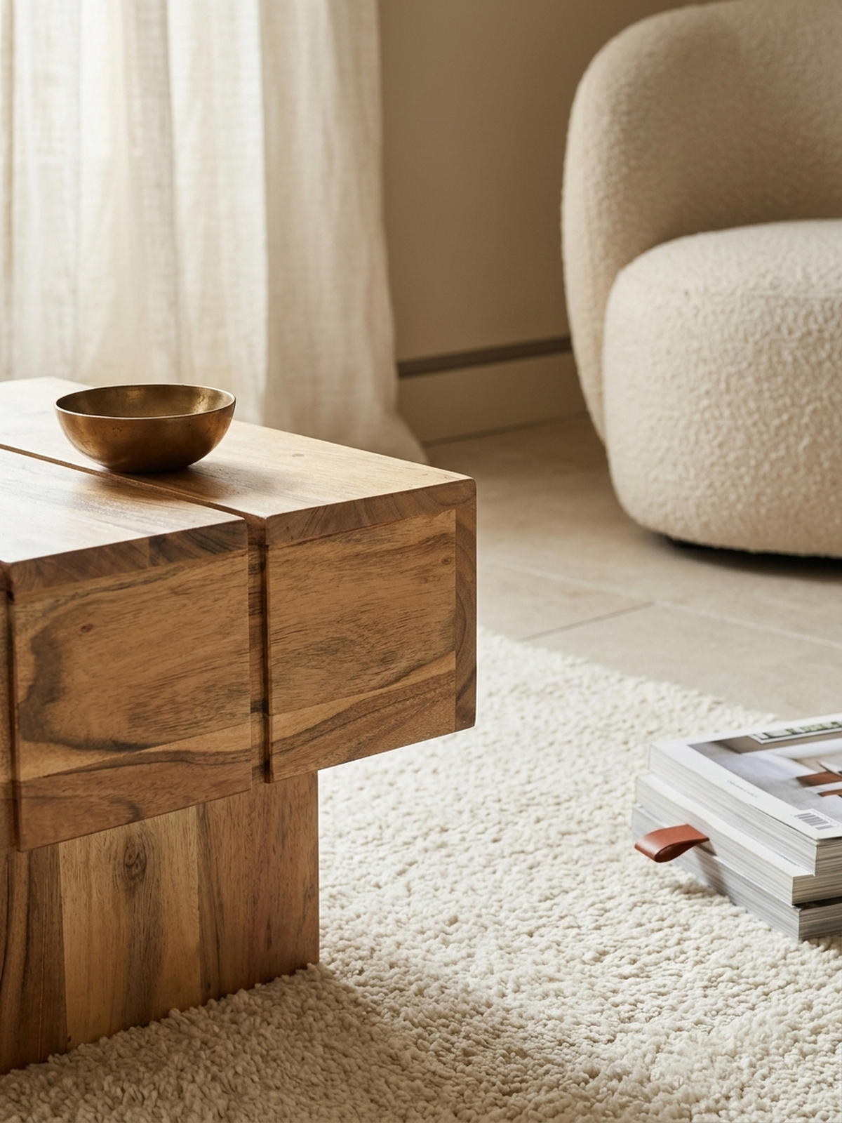 BEISTELLTISCH aus Massivholz, handgefertigt, Unikat, Beige 44x44x30 cm - Beige, Holz (44/44/30cm) - KADIMA DESIGN